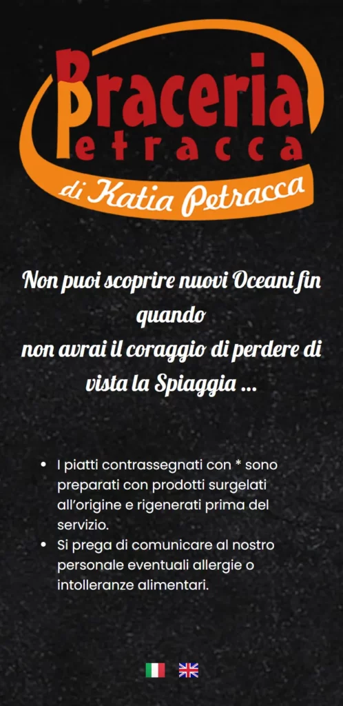 Anteprima del menu digitale di Braceria Petracca